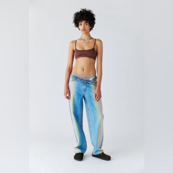 BDG Urban Outfitters High-Waisted Rainbow Baggy Jeans Denim Ombre 90's Size 28 - Picture 1 of 15